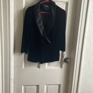 Alex black satin long sleeve top